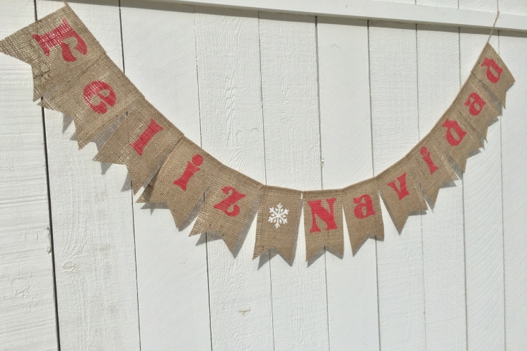 Feliz Navidad Burlap Banner | Aloha Inspired