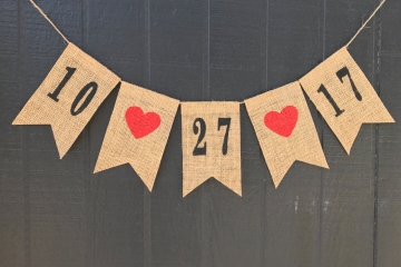 CLASSIC WEDDING DATE Burlap Banner