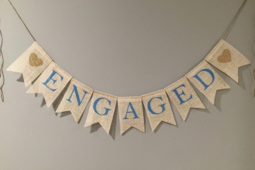 Engaged "White" Burlap Banner