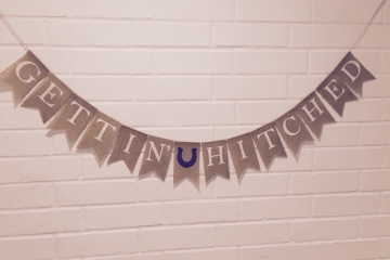 Gettin' Hitched Burlap Banner