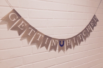 Gettin' Hitched Burlap Banner