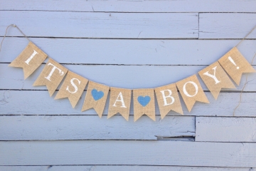 IT'S A... BOY or Girl or Twins Burlap Banner