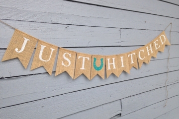 Just Hitched Burlap Banner