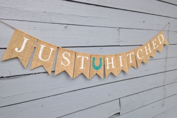 Just Hitched Burlap Banner