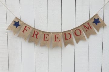 Freedom Burlap Banner