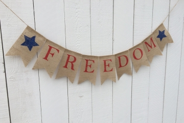 Freedom Burlap Banner