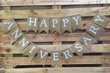 Happy Anniversary Burlap Banner
