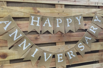 Happy Anniversary Burlap Banner