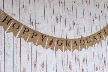Hoppy Graduation Burlap Banner