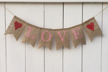 LOVE Burlap Banner
