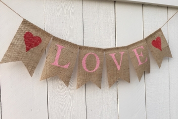 LOVE Burlap Banner