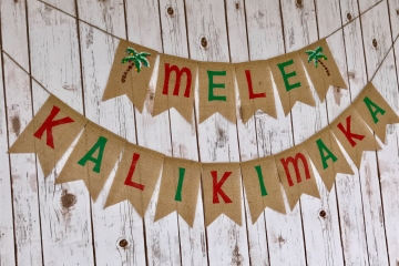 Mele Kalikimaka Burlap Banner