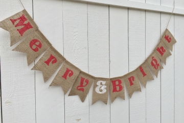 Merry & Bright Burlap Banner