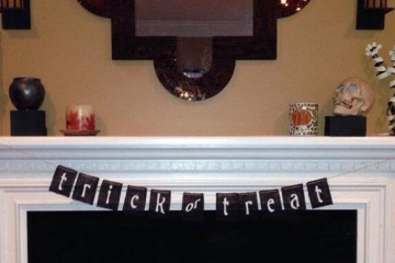 Trick or Treat Black Burlap Banner