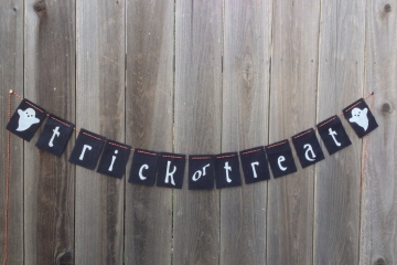 Trick or Treat Black Burlap Banner