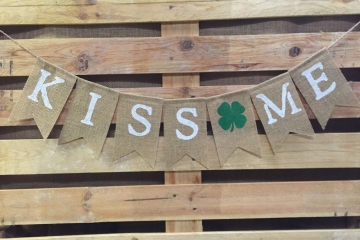 KISS ME Burlap Banner