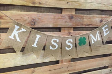 KISS ME Burlap Banner