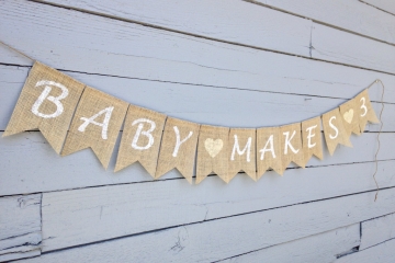 Baby Makes 3 Banner, or 4 or 5 or 6 etc. "Contemporary"