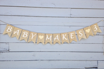 Baby Makes 3 Banner, or 4 or 5 or 6 etc. "Contemporary"